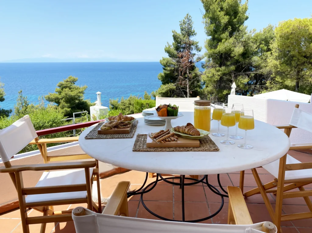 Halkidiki Siviri Beach view from the villa with breakfast